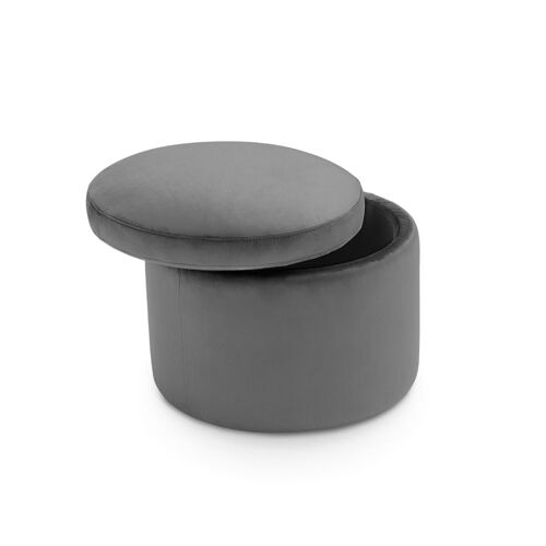 Pouf conteneur rond fabriqué en Italie en velours gris 45x49 cm