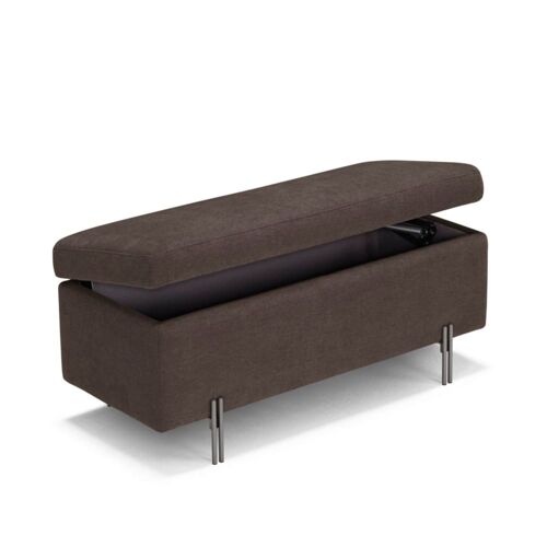 Banquette de rangement matelassée en tissu chenille marron 110x45 cm