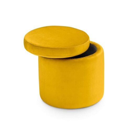 Pouf conteneur rond fabriqué en Italie en velours jaune 60x49 cm