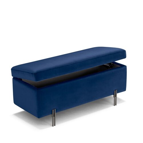 Banc conteneur fabriqué en Italie en velours bleu 110x45 cm