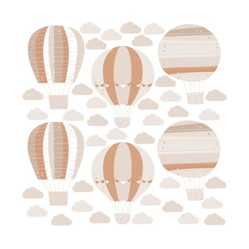 Stickers muraux en vinyle montgolfières marron
