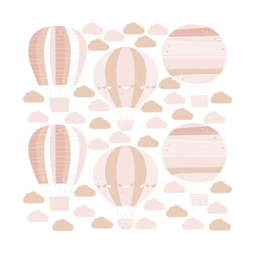Stickers muraux en vinyle montgolfières rose