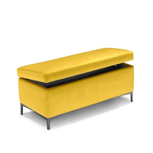 Banc conteneur fabriqué en Italie en velours jaune 110x50 cm