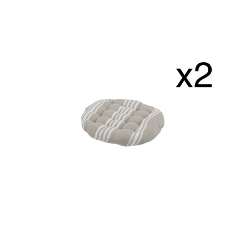 Pack de 2 coussins pour chaise ronde 40 cm rayures beiges