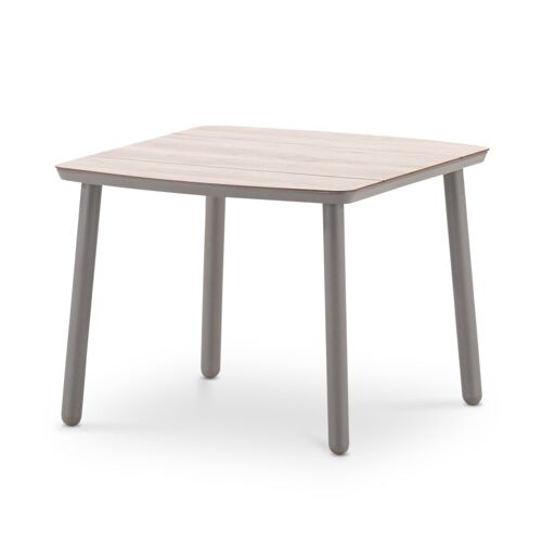 Table À  Manger De Jardin Taupé Et Hpl Imitation Bois 100x95