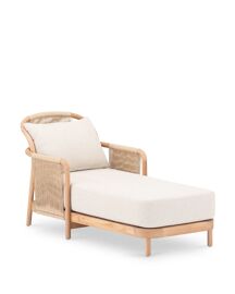 Chaise Longue En Teck Et Rotin