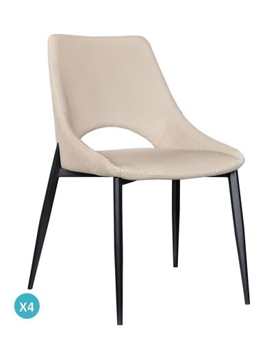 Lot de 4 chaises couleur caramel