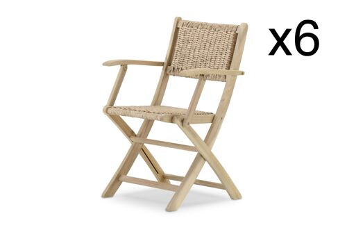 Pack De 6 Chaises En Bois Avec Accoudoirs Enea Pliants