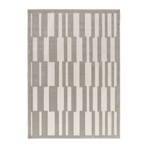 Tapis À Relief Géométrique Gris/Blanc 160x230 Cm