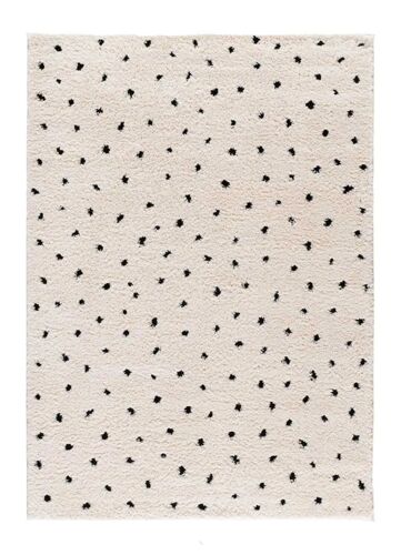 Tapis Descente De Lit Shaggy Scandinave Blanc/Noir 60x120 Cm