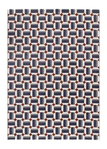 Tapis À  Relief Géométrique Bleu 80x150 Cm