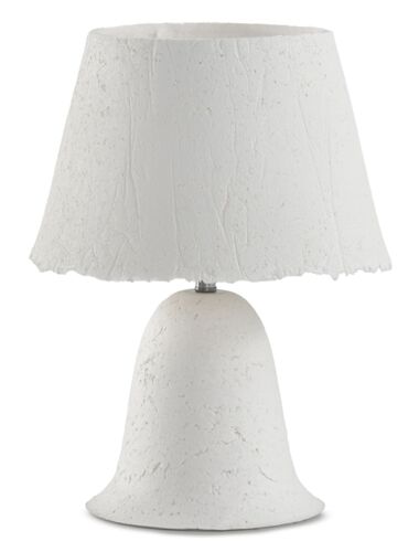 Lampe À  Poser 30x30x40 Avec Base Et Abat-Jour En Papier Mâché Blanc
