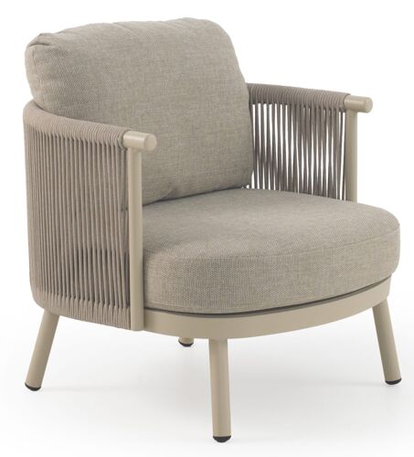 Fauteuil en aluminium tressé en corde couleur sable