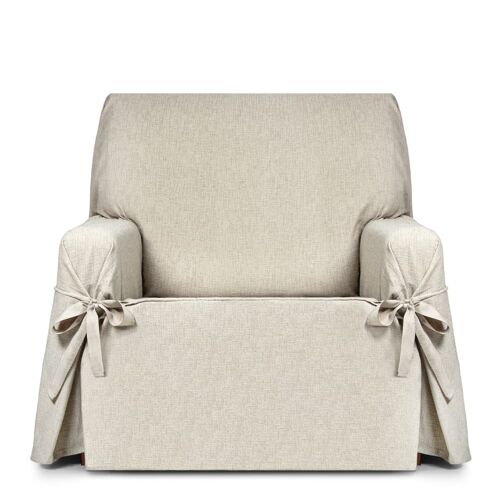 Housse De Fauteuil Hydrofuge 1 Place Avec Rubans Écru 80-120 Cm