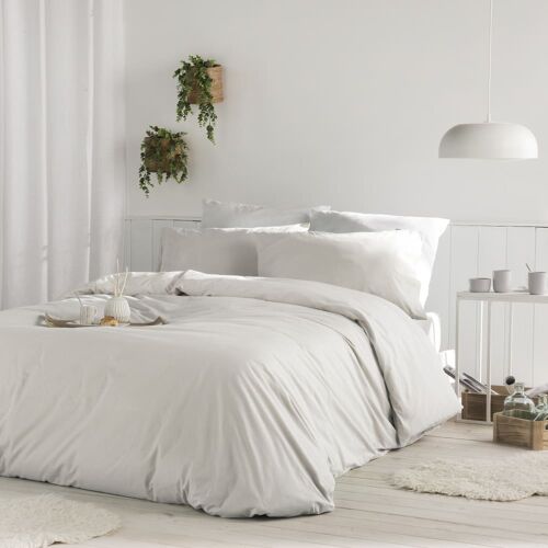 Housse De Couette Uni En Coton 240x220 Cm Beige