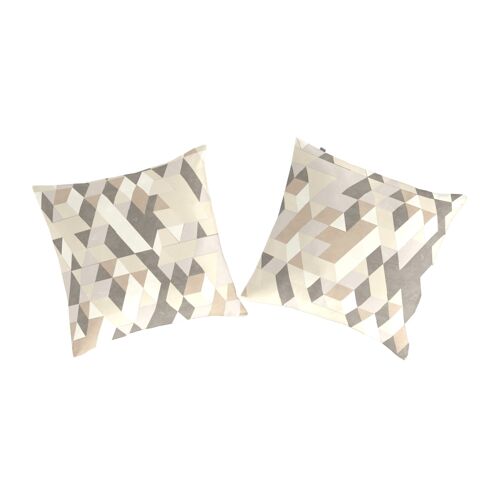 2 Taies D'oreiller En Coton Bicolore 65x65