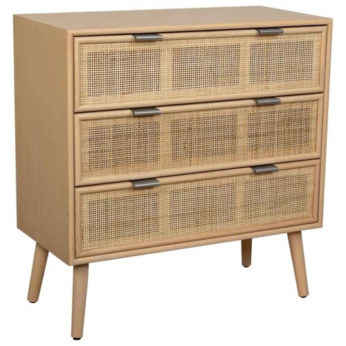 Commode en bois et rotin marron 75x35x78