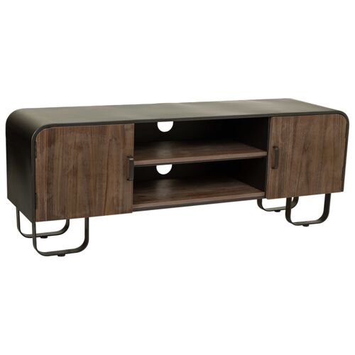 Meuble bas en bois et métal noir 150x42x58