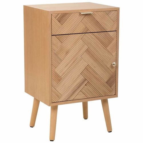 Table de nuit en bois avec 1 porte et 1 tiroir marron 42x34x70
