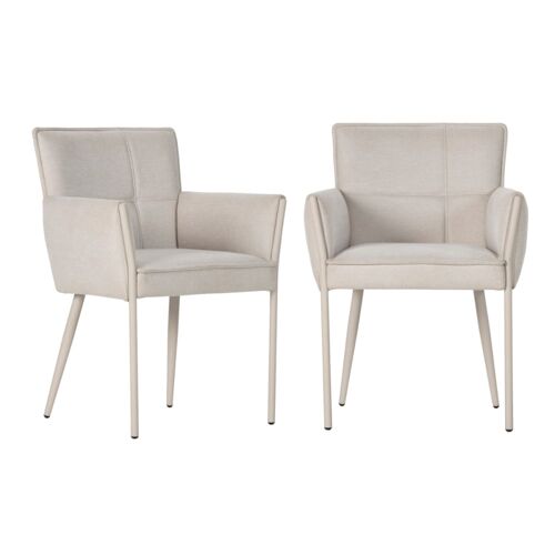 Lot de 2 fauteuils en tissu et pieds métal H85 cm - Beige