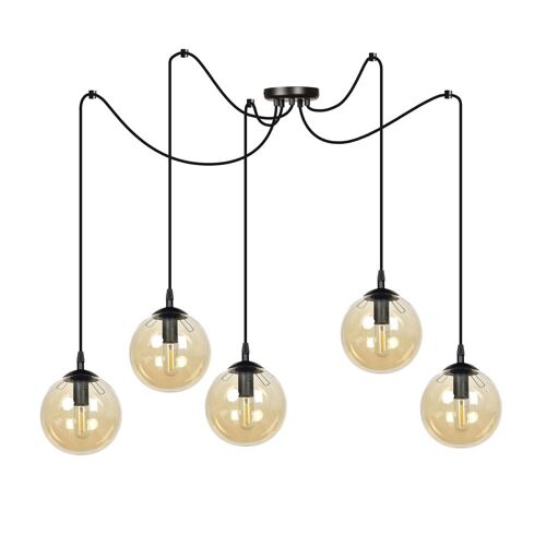 Suspension Avec Câbles Réglable Max. 200cm Et 5 Sphères Ambrées