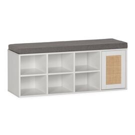 Banc à  chaussures couleur Blanc 6 trous et 1 porte