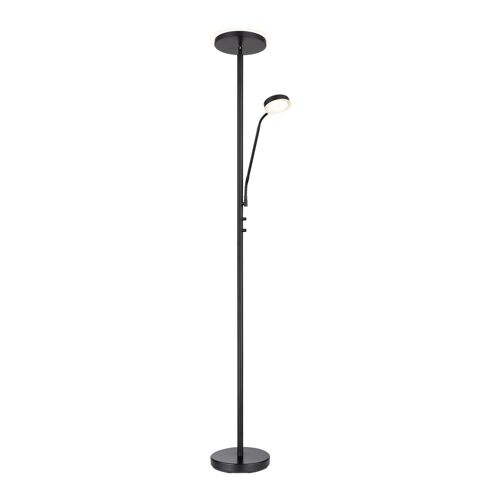 Lampadaire Modeno Noir Mat Avec 2 Lumières Et Bras De Lecture Réglable