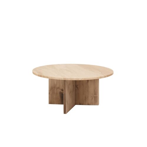 Table basse ronde en marbre daino reale pieds en bois massif Ø60cm