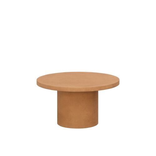 Table basse ronde en microciment de teinte terracotta 30x60cm