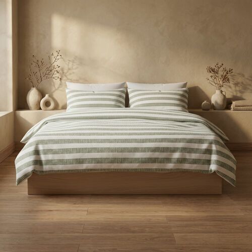 Housse De Couette 100% Coton Vert D'eau 150x220 Cm + 45x110 Cm