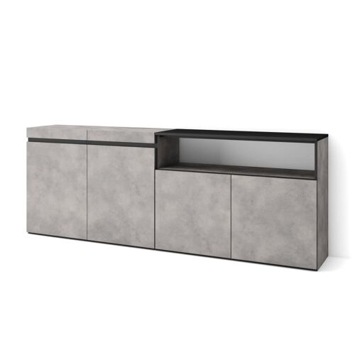 Buffet effet bois ciment 200x35x75cm