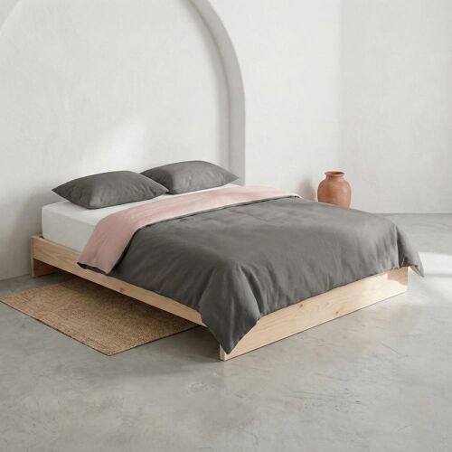 Housse De Couette Revérsible En 100% Coton 180x220 Cm + 45x125 Cm