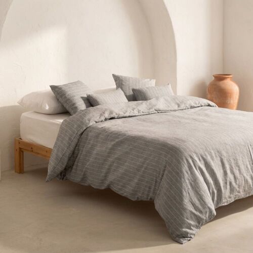 Housse De Couette En Coton Fil En Relief Anthracite 260x240 Cm