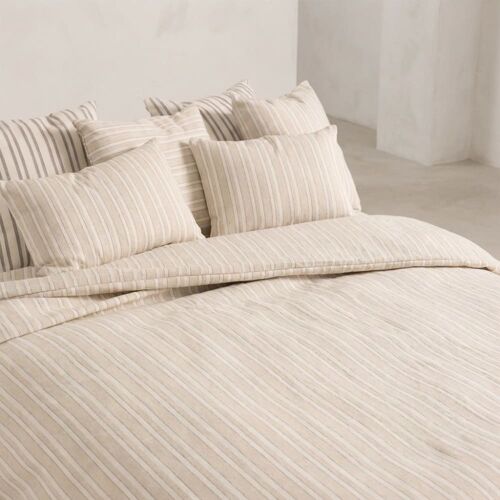 Housse De Couette En Coton Rayures En Relief Lin 150x220 Cm