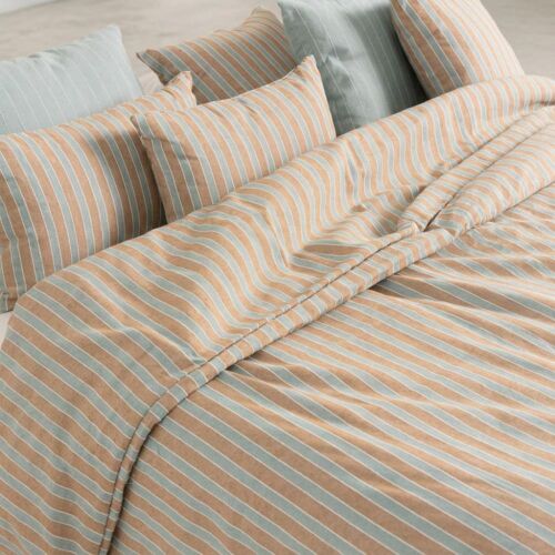 Housse De Couette En Coton Ligne En Relief Camel 240x220 Cm