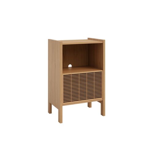 Buffet pour vinyle en pin verni couleur chêne 59 cm