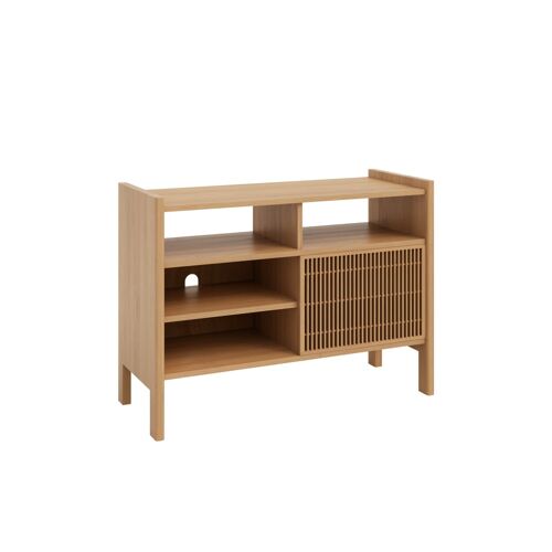 Buffet petit en pin massif verni couleur chêne 102,2 cm