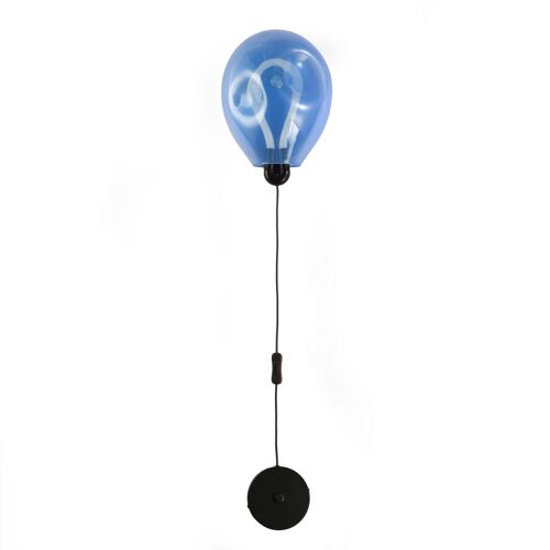 Applique Murale Globe Bleu Froissé Led 8w Avec Câble 26cm