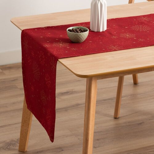 Chemin De Table De Noël En Coton Jacquard Rouge 45x135 Cm
