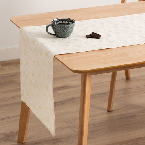 Chemin De Table De Noël En Coton Jacquard Écru 45x135 Cm