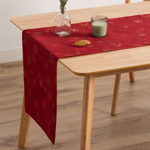 Chemin De Table De Noël En Coton Jacquard Rouge 45x135 Cm