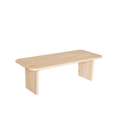 Table basse en bois massif beige 140x60cm