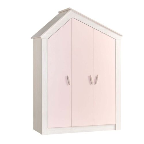 Penderie 3 portes rose 207x150x58cm