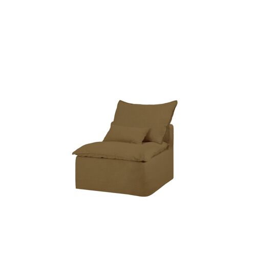 Module En Coton Et Lin Sans Accoudoirs Déhoussable Vert 97x97cm