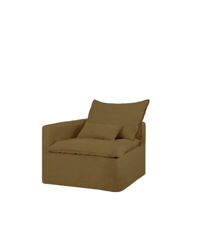 Module En Coton Et Lin Accoudoir Gauche Déhoussable Vert 97x97cm