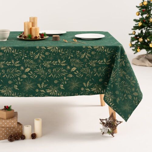 Nappe De Noël En Coton Jacquard Vert 140x300 Cm