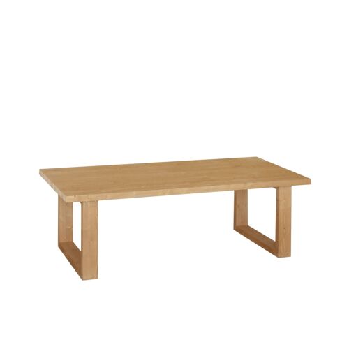 Table basse en bois massif marron clair 140x60cm
