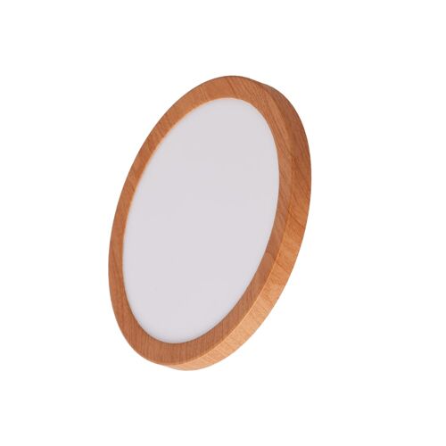 Plafonnier Led Effet Bois, 18w Cct Ip44 À¿22,5 Cm