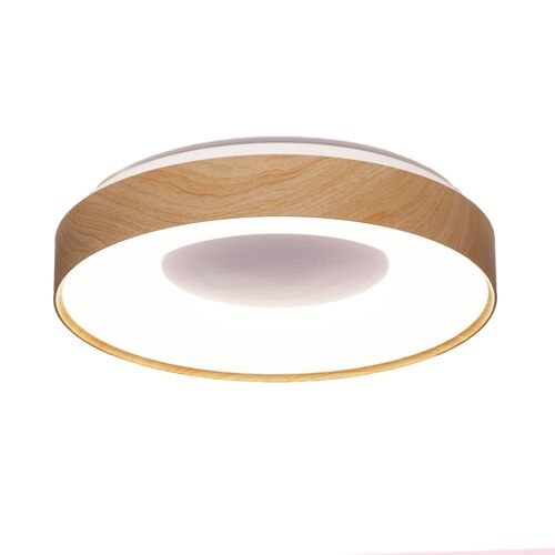 Plafonnier Led Métal Noir Effet Bois À¿40 Cm, 30w Cct
