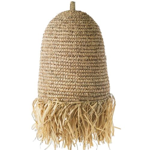 Lampe Suspendue En Raphia Avec Franges D.25 Cm